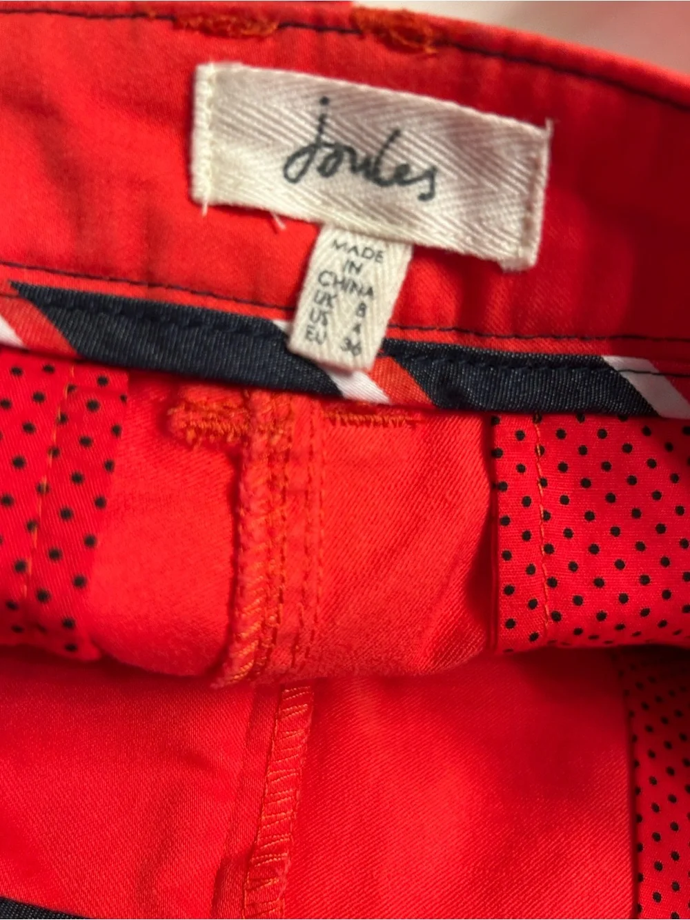 NWT-Joules Vibrant Red Chino Shorts
